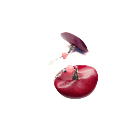 Kolczyki ręcznie robione z naturalnej skóry Bordeaux Ballerina – koło