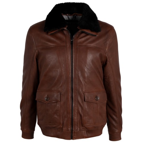 Męska zimowa kurtka skórzana Deercraft Ciemny koniak DMFjort