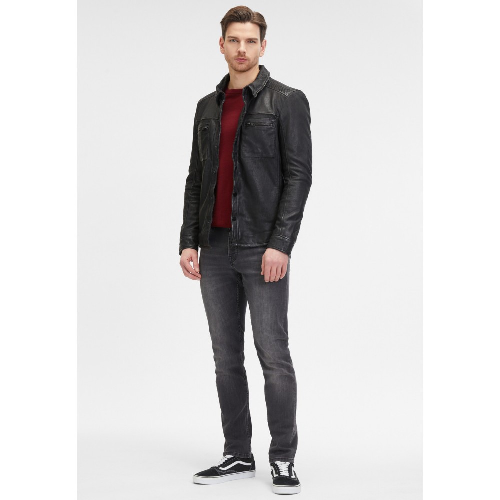 Męska skórzana koszula 2.0 od Mauritius Czarna G2MImon - readytowear