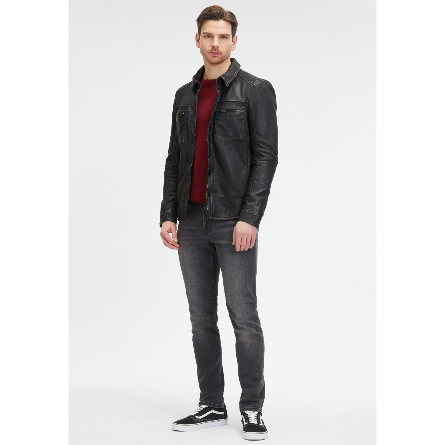 Męska skórzana koszula 2.0 od Mauritius Czarna G2MImon – BLACK FRIDAY