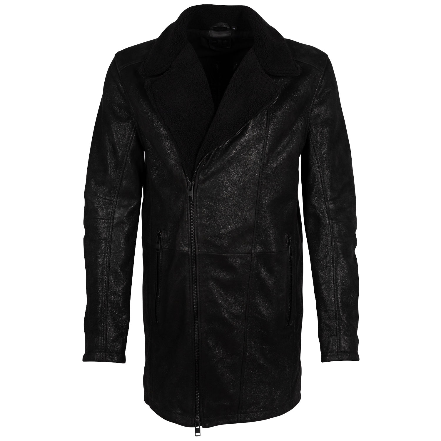 Męska długa skórzana kurtka 2.0 firmy Mauritius, czarna G2MLyel – Wyprzedaż męska