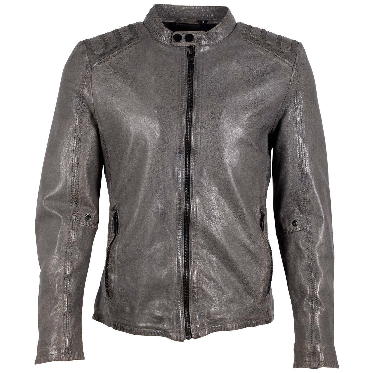 Męska skórzana kurtka 2.0 od Mauritius Szara G2MMagnu – BLACK FRIDAY