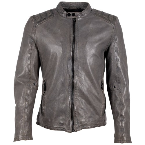 Męska skórzana kurtka 2.0 od Mauritius Szara G2MMagnu