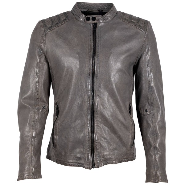 Męska skórzana kurtka 2.0 od Mauritius Szara G2MMagnu