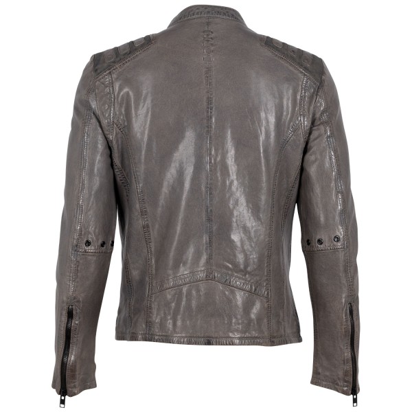 Męska skórzana kurtka 2.0 od Mauritius Szara G2MMagnu