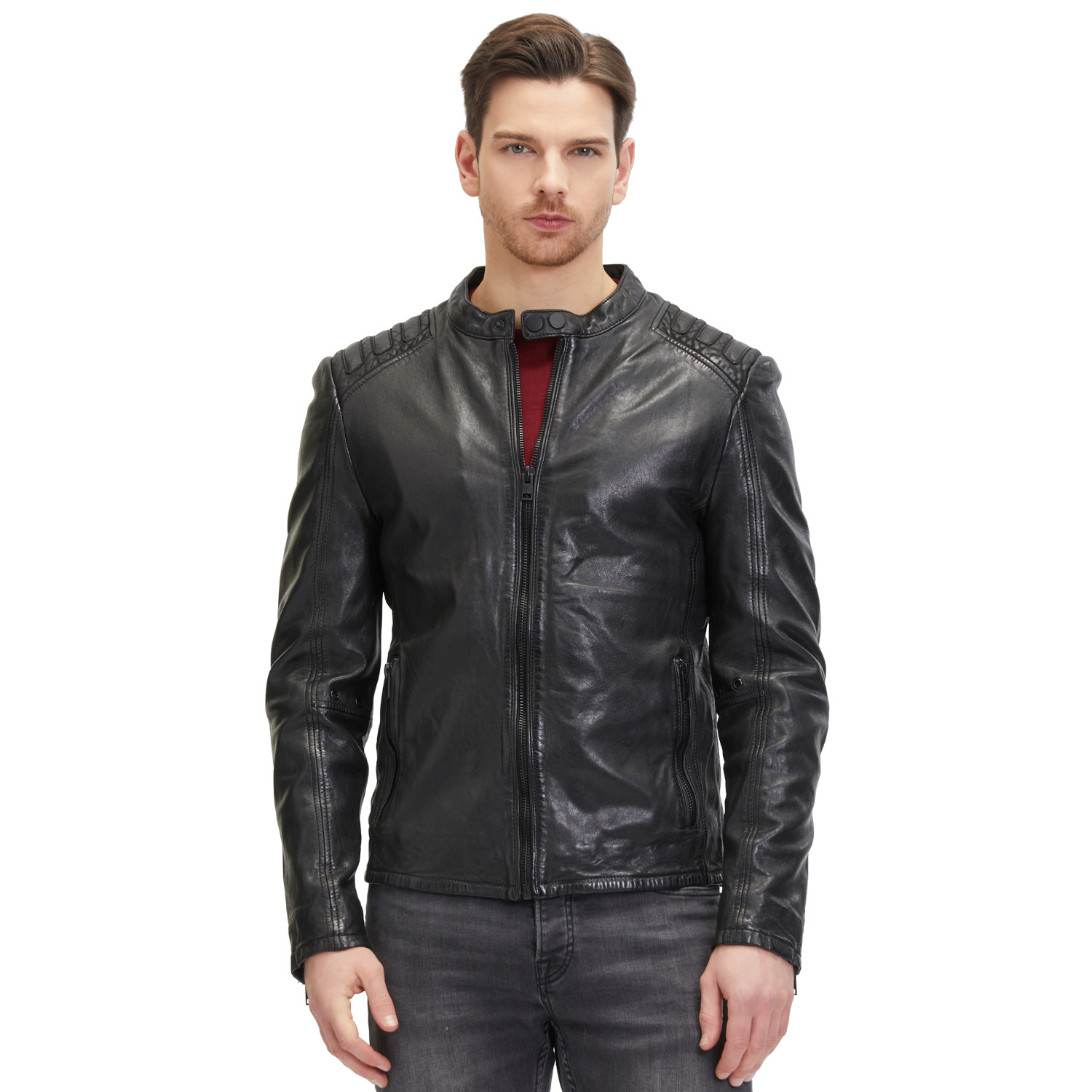Męska skórzana kurtka 2.0 od Mauritius Czarna G2MMagnu – BLACK FRIDAY