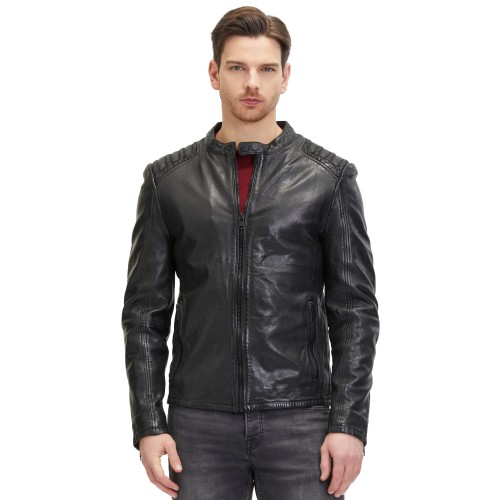 Męska skórzana kurtka 2.0 od Mauritius Czarna G2MMagnu