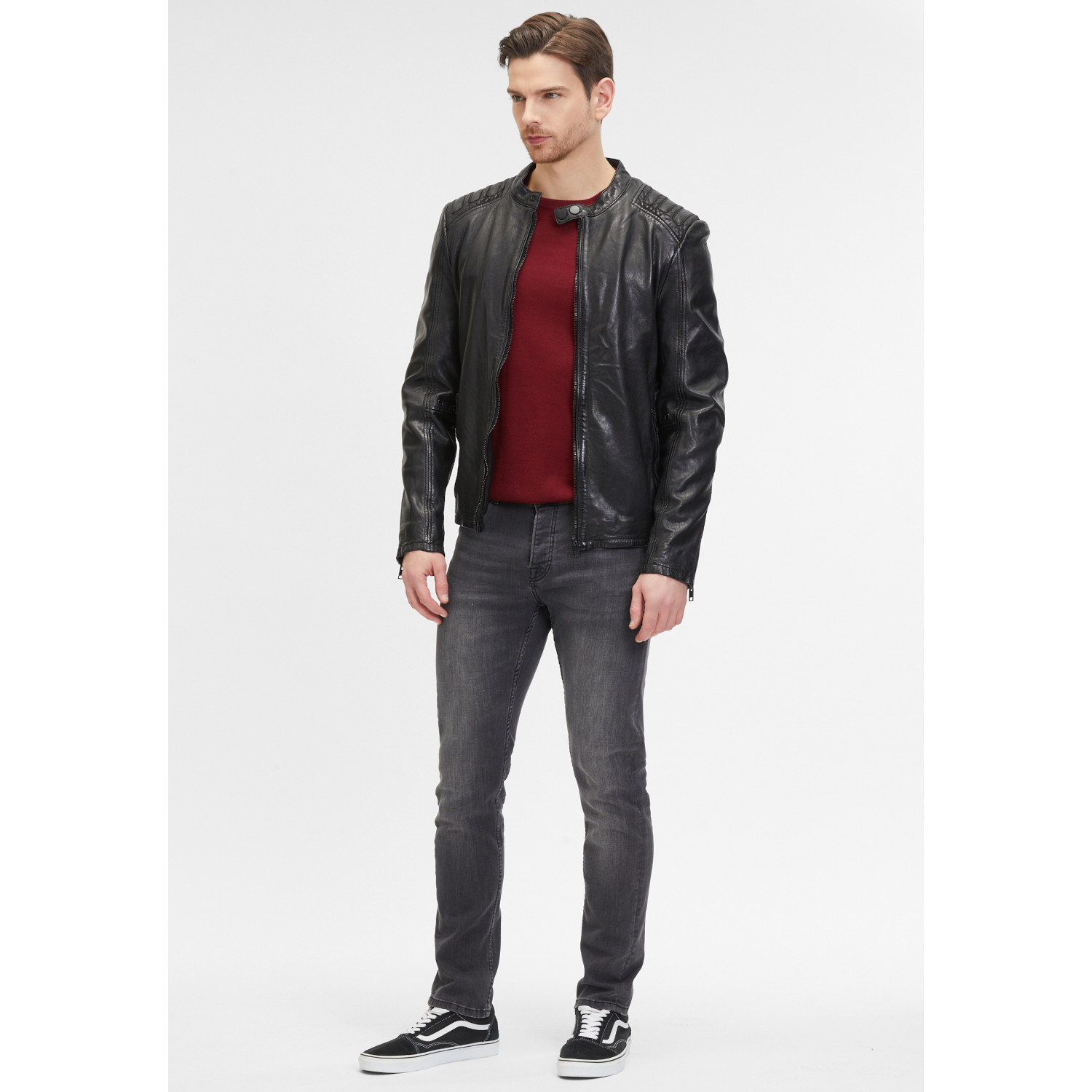 Męska skórzana kurtka 2.0 od Mauritius Czarna G2MMagnu – BLACK FRIDAY