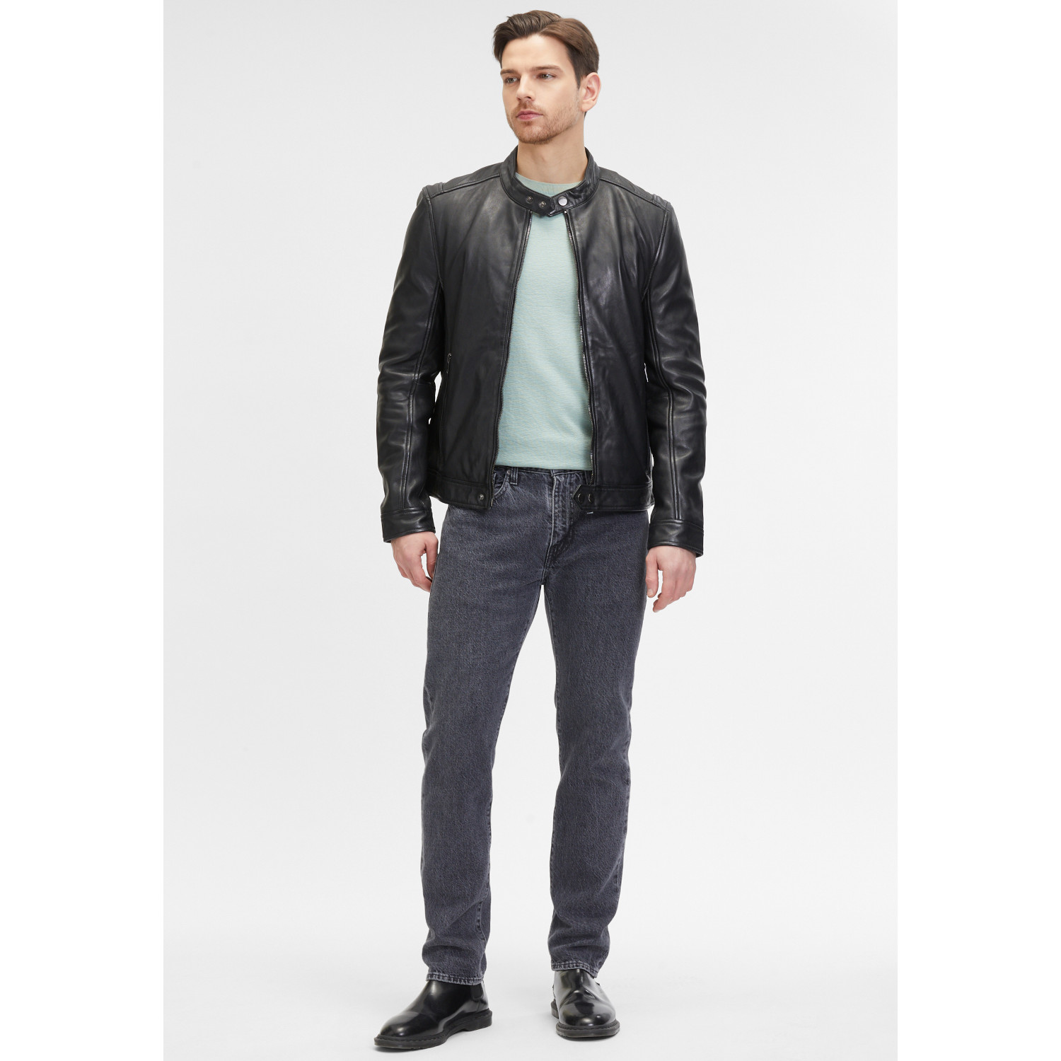 Męska skórzana kurtka 2.0 od Mauritius Czarna G2MOccer – BLACK FRIDAY