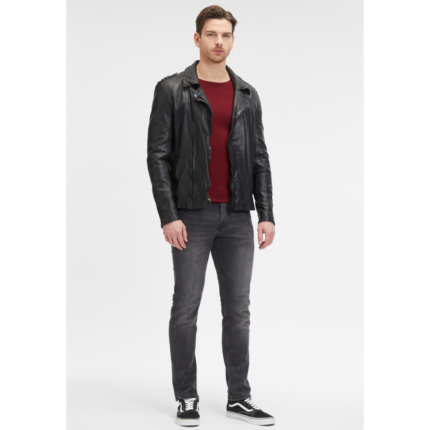 Męska skórzana kurtka 2.0 od Mauritius Czarna G2MRotys – BLACK FRIDAY