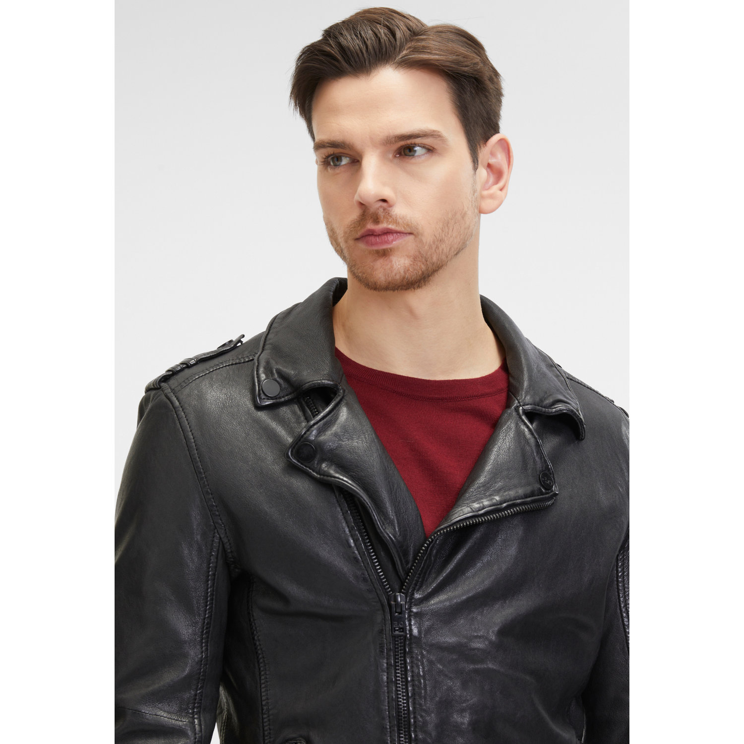 Męska skórzana kurtka 2.0 od Mauritius Czarna G2MRotys – BLACK FRIDAY