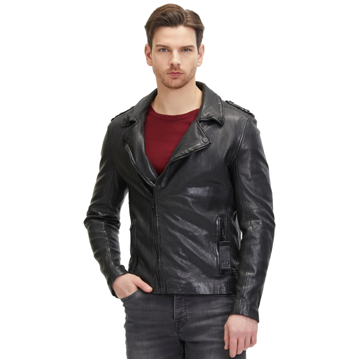 Męska skórzana kurtka 2.0 od Mauritius Czarna G2MRotys – BLACK FRIDAY