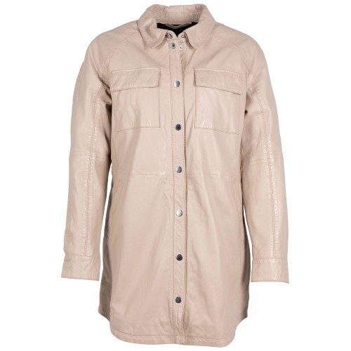 Długa skórzana koszula damska 2.0 od Mauritius w kolorze kości słoniowej G2WMarcy