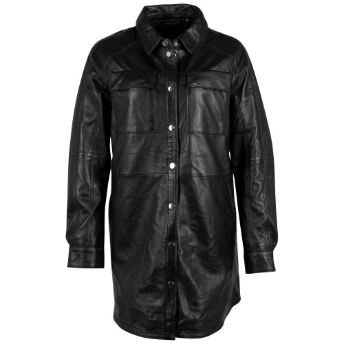 Długa skórzana koszula damska 2.0 Mauritius Czarna G2WMarcy