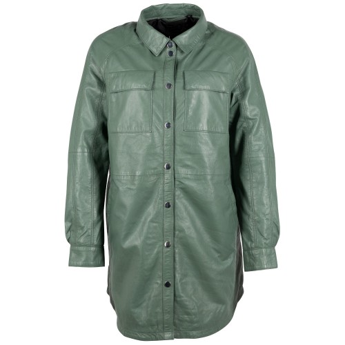 Długa skórzana koszula damska 2.0 od Mauritius Sage Green G2WMarcy