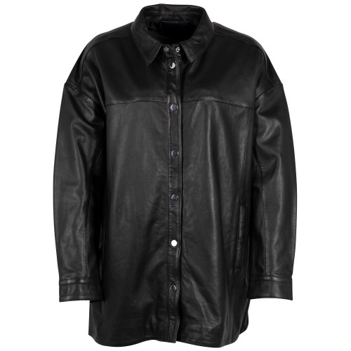 Długa skórzana koszula damska 2.0 od Mauritius Czarna G2WNatalie