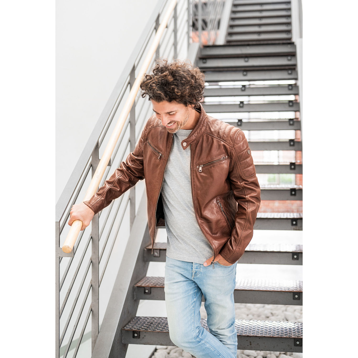 Męska skórzana kurtka Mauritius Cognac GBDerry – Kurtki skórzane