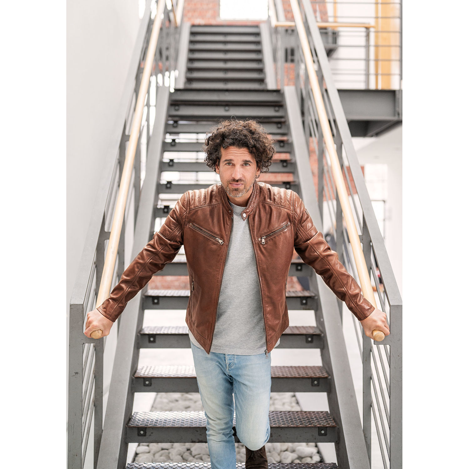 Męska skórzana kurtka Mauritius Cognac GBDerry – Kurtki skórzane