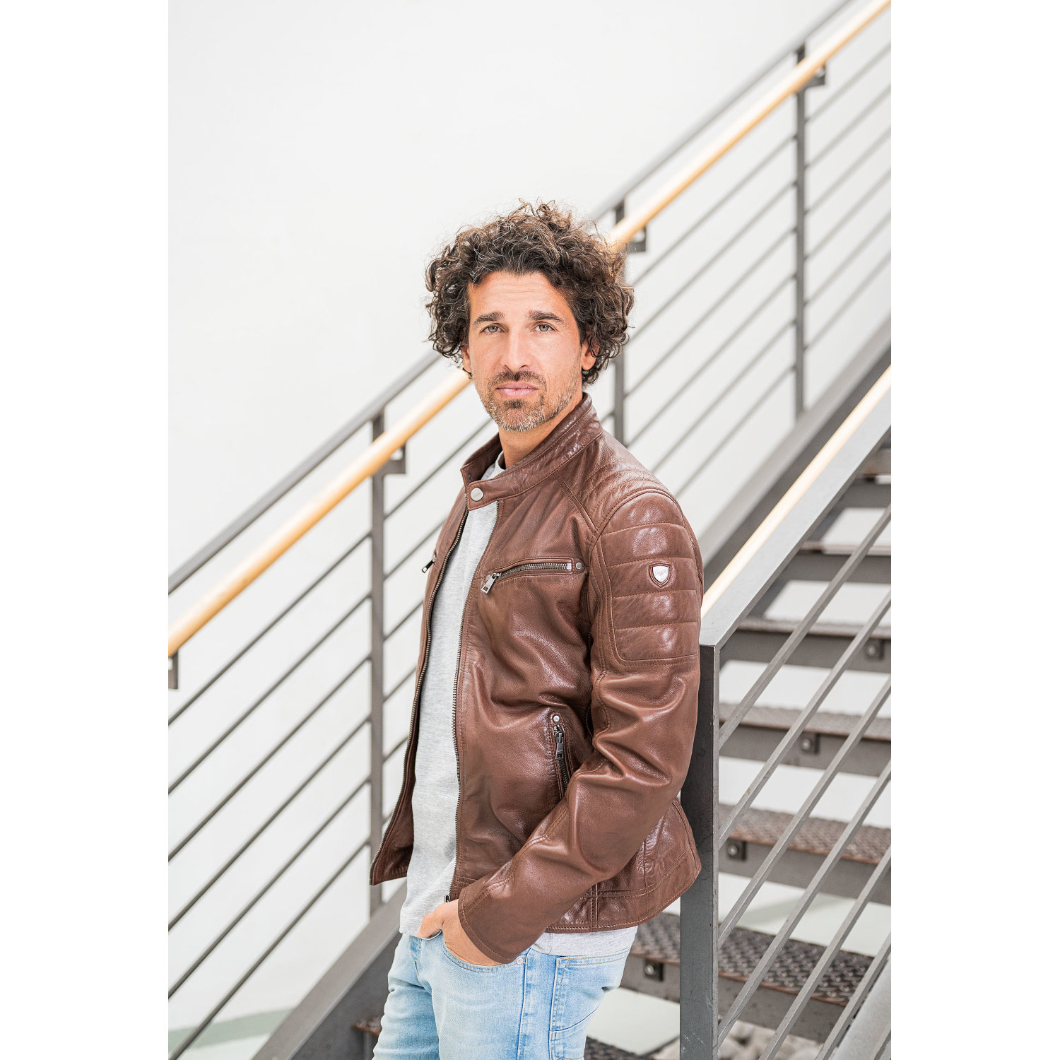 Męska skórzana kurtka Mauritius Cognac GBDerry – Kurtki skórzane