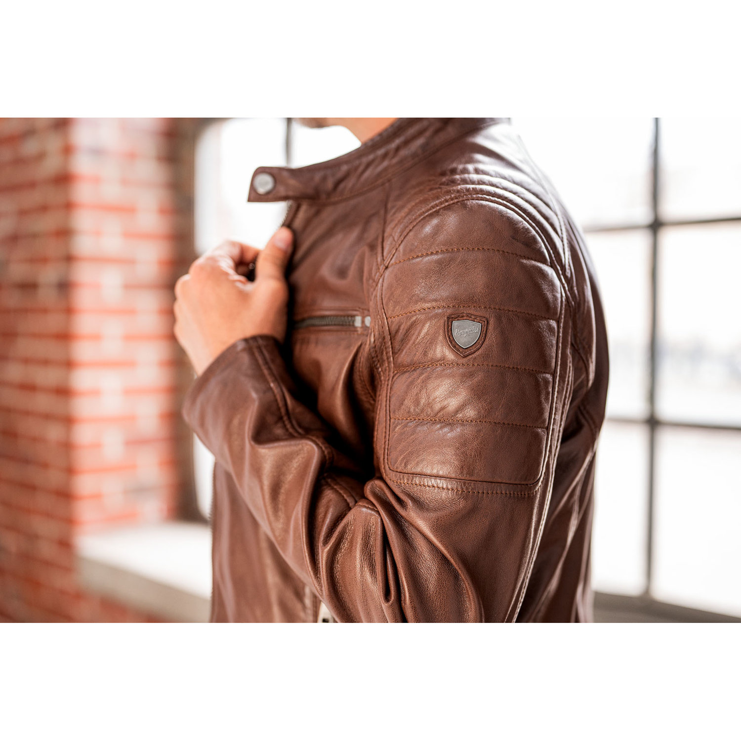 Męska skórzana kurtka Mauritius Cognac GBDerry – Kurtki skórzane