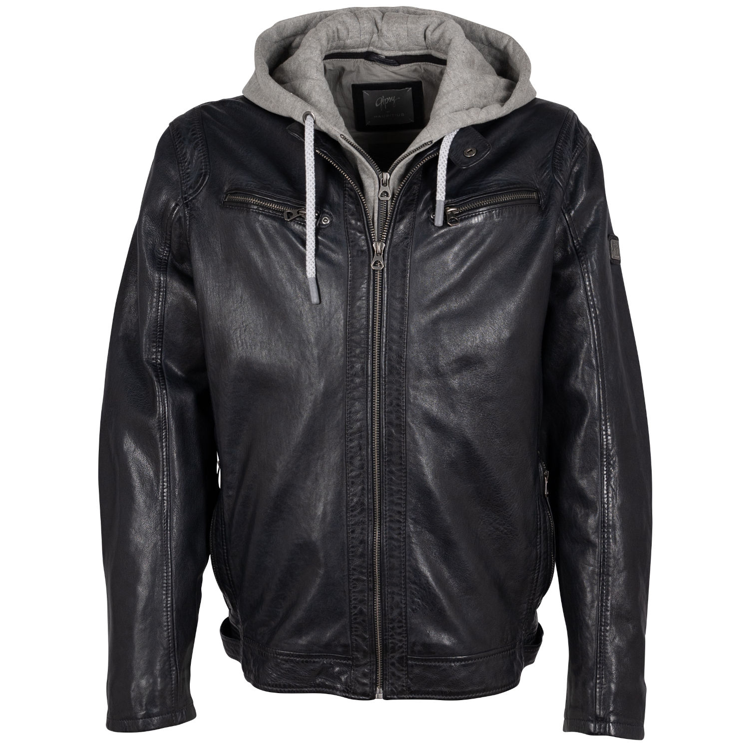 Męska skórzana kurtka Mauritius Czarno-granatowa GMBraeden – BLACK FRIDAY