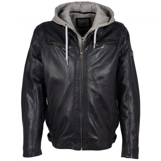 Męska skórzana kurtka Mauritius Czarno-granatowa GMBraeden