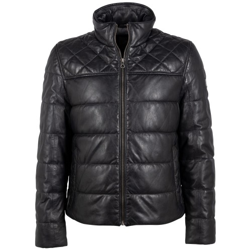 Męska skórzana kurtka Mauritius Czarna/Granatowa GMCraigh