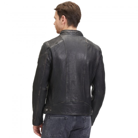 Męska skórzana kurtka Mauritius czarno-beżowa GMDerran 2