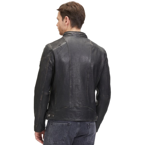 Męska skórzana kurtka Mauritius czarno-beżowa GMDerran 2