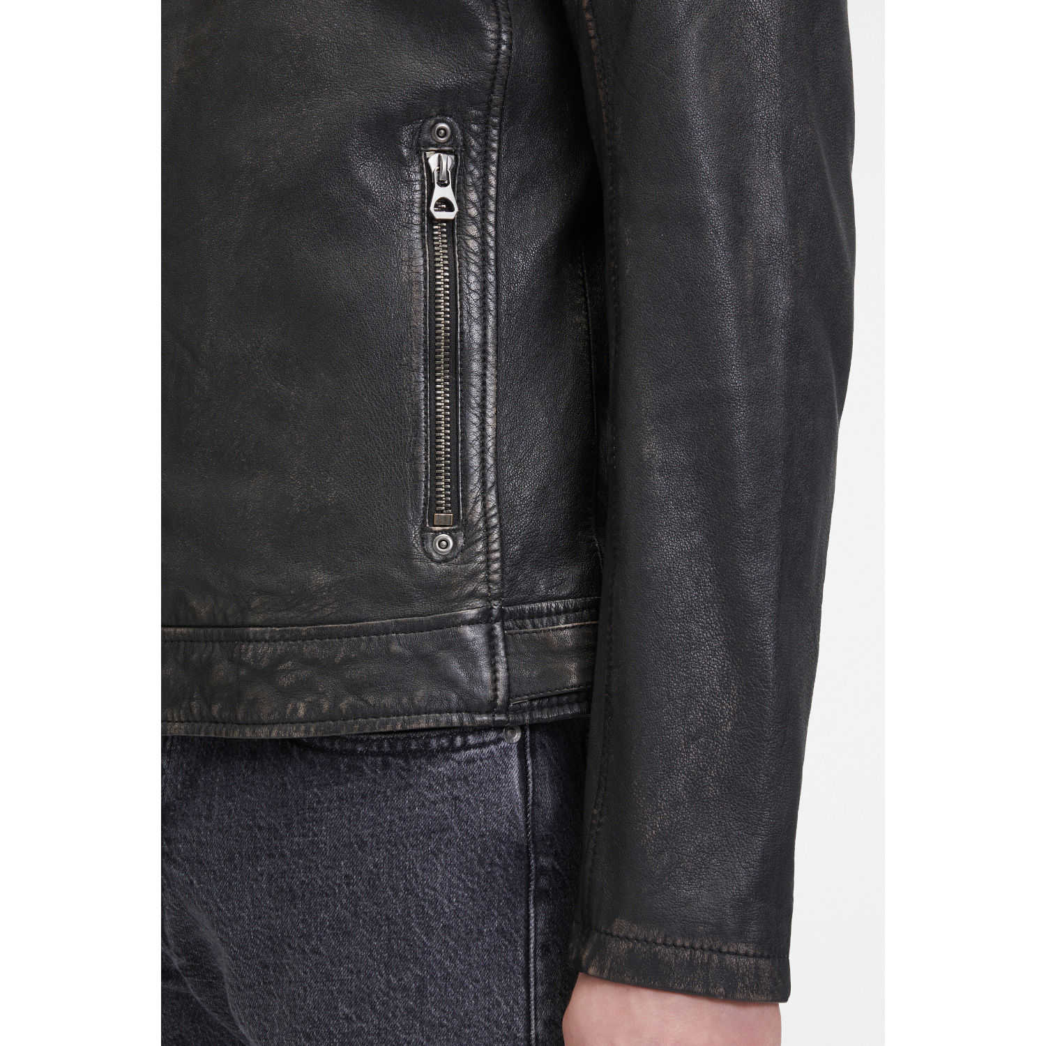 Męska skórzana kurtka Mauritius czarno-beżowa GMDerran 2 – BLACK FRIDAY