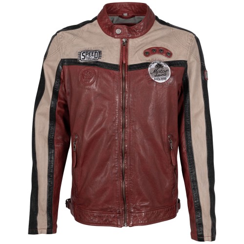 Męska skórzana kurtka Mauritius ciemnoczerwona GMNigel