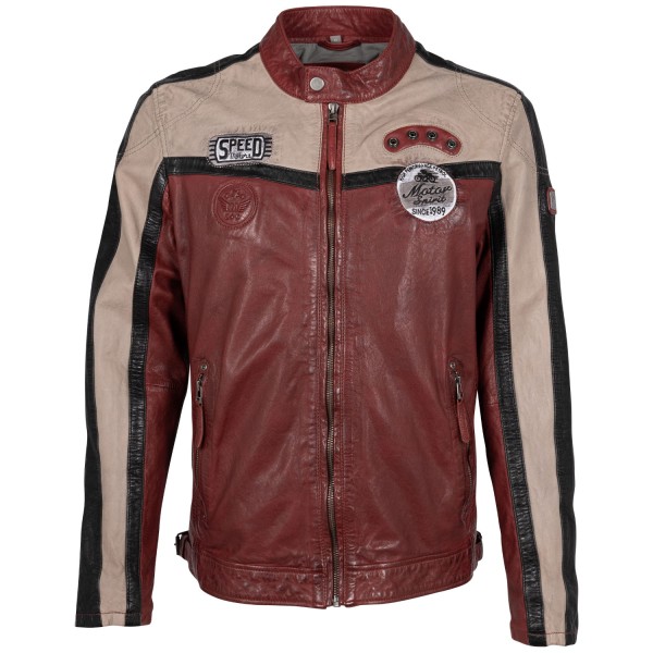 Męska skórzana kurtka Mauritius ciemnoczerwona GMNigel