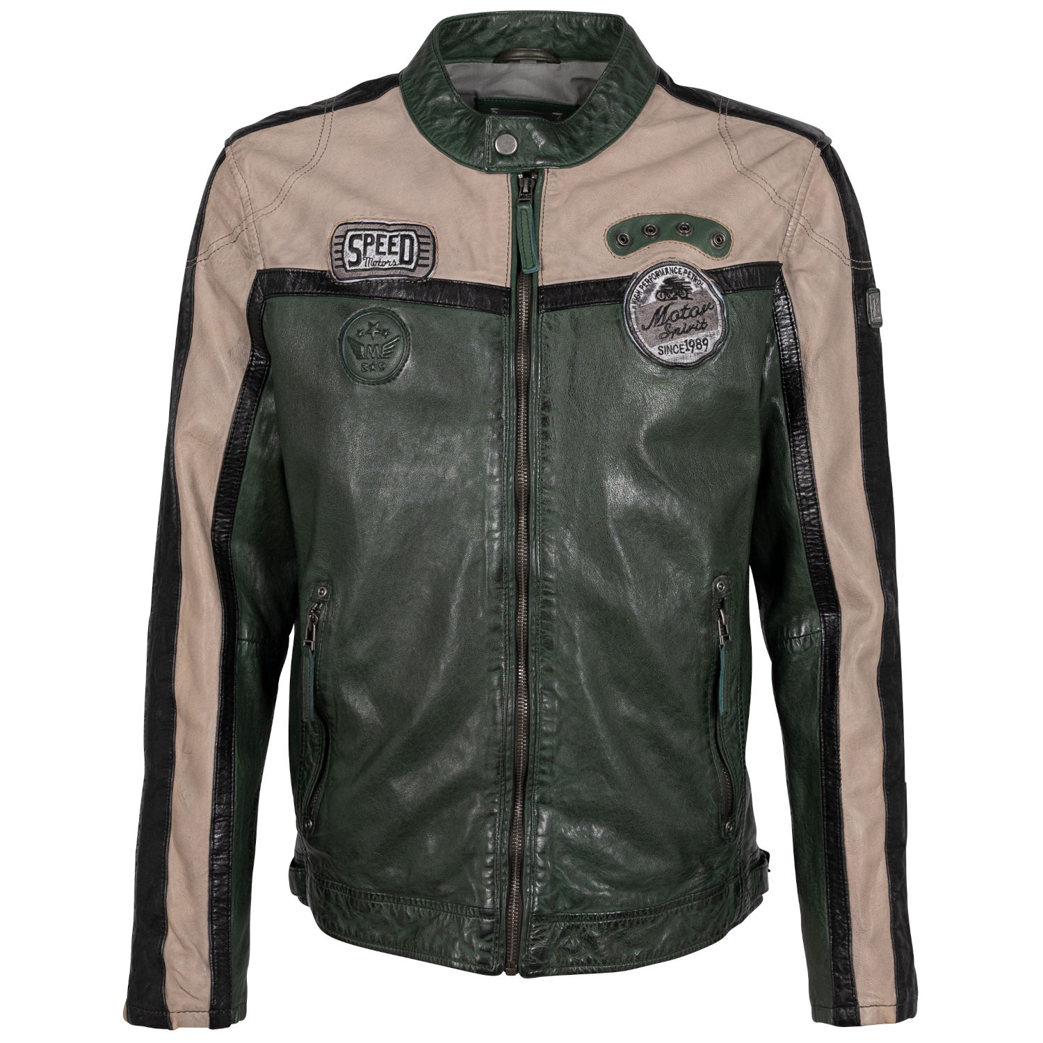 Męska skórzana kurtka Mauritius Ciemnozielona GMNigel – BLACK FRIDAY