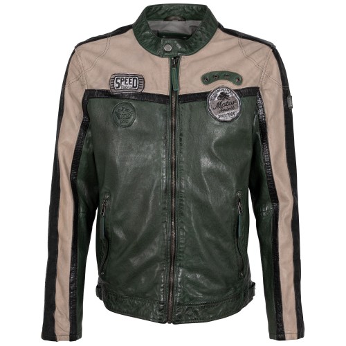 Męska skórzana kurtka Mauritius Ciemnozielona GMNigel