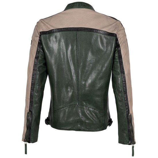 Męska skórzana kurtka Mauritius Ciemnozielona GMNigel