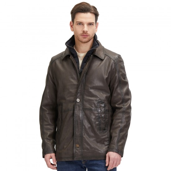 Męska skórzana kurtka Mauritius ciemnobrązowa GMSantfort