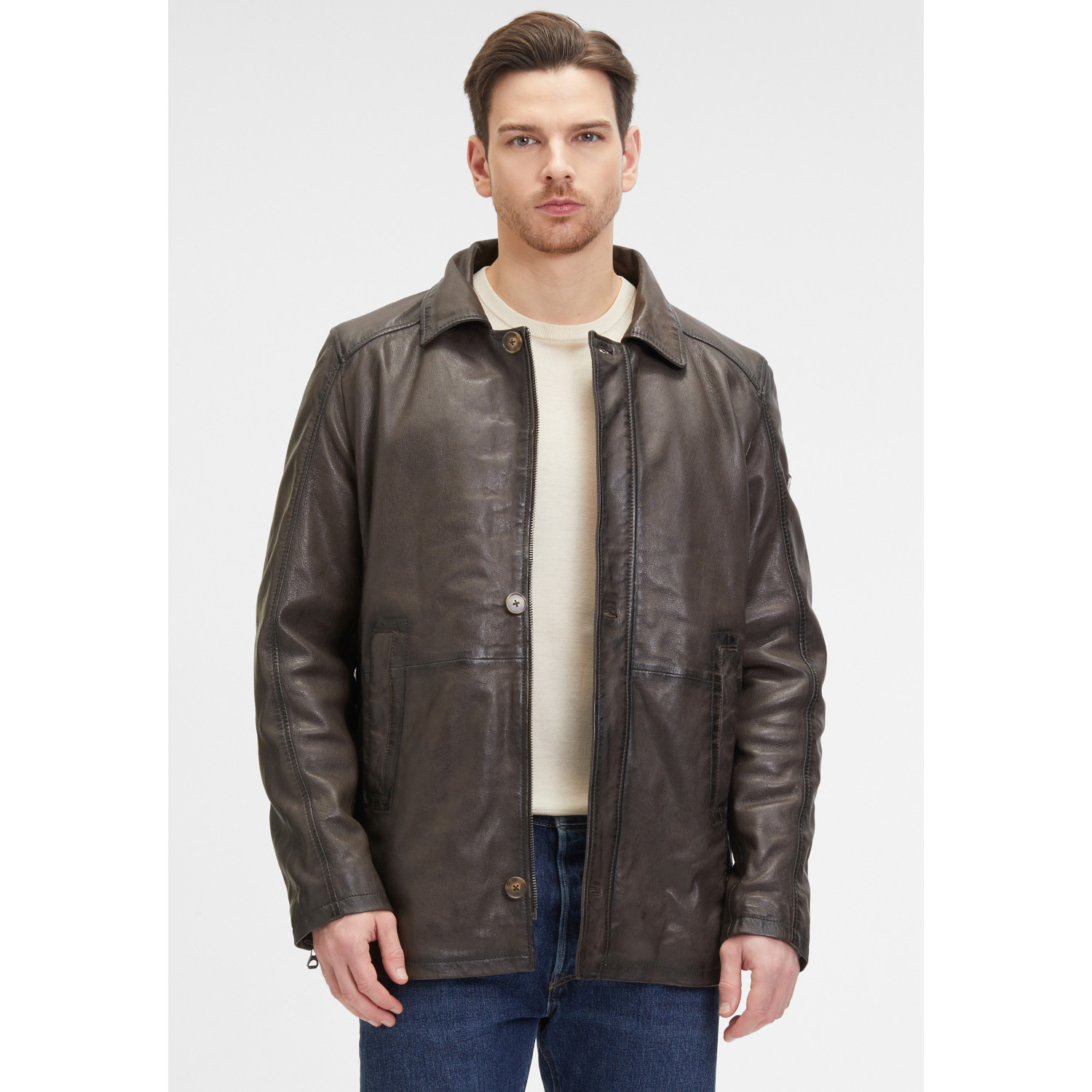 Męska skórzana kurtka Mauritius ciemnobrązowa GMSantfort – BLACK FRIDAY