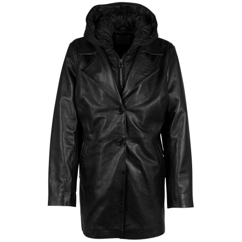 Długa skórzana kurtka damska Mauritius Czarna GWAlfka