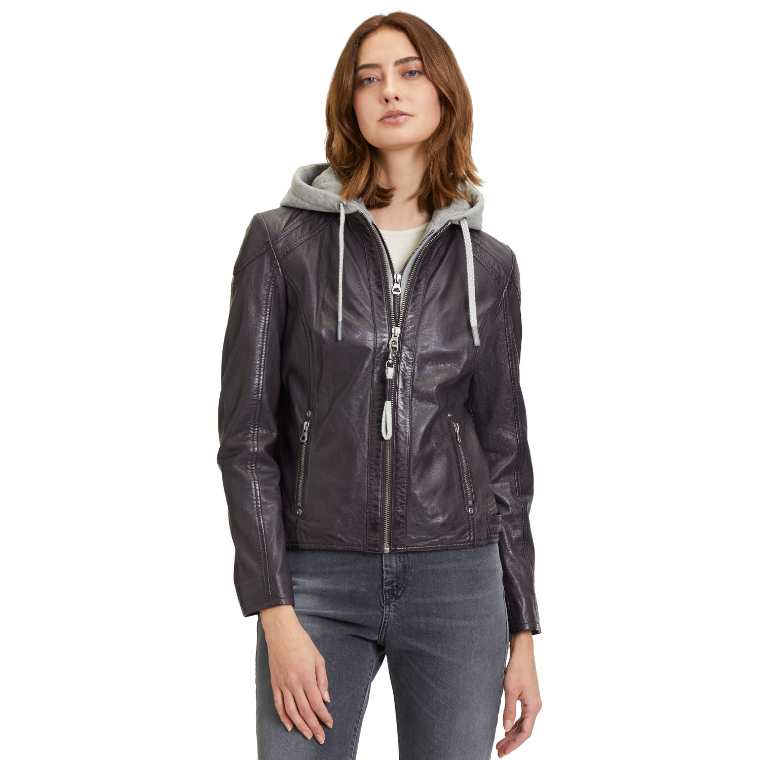 Kurtka skórzana damska Mauritius Ciemnofioletowa GWAlice – BLACK FRIDAY