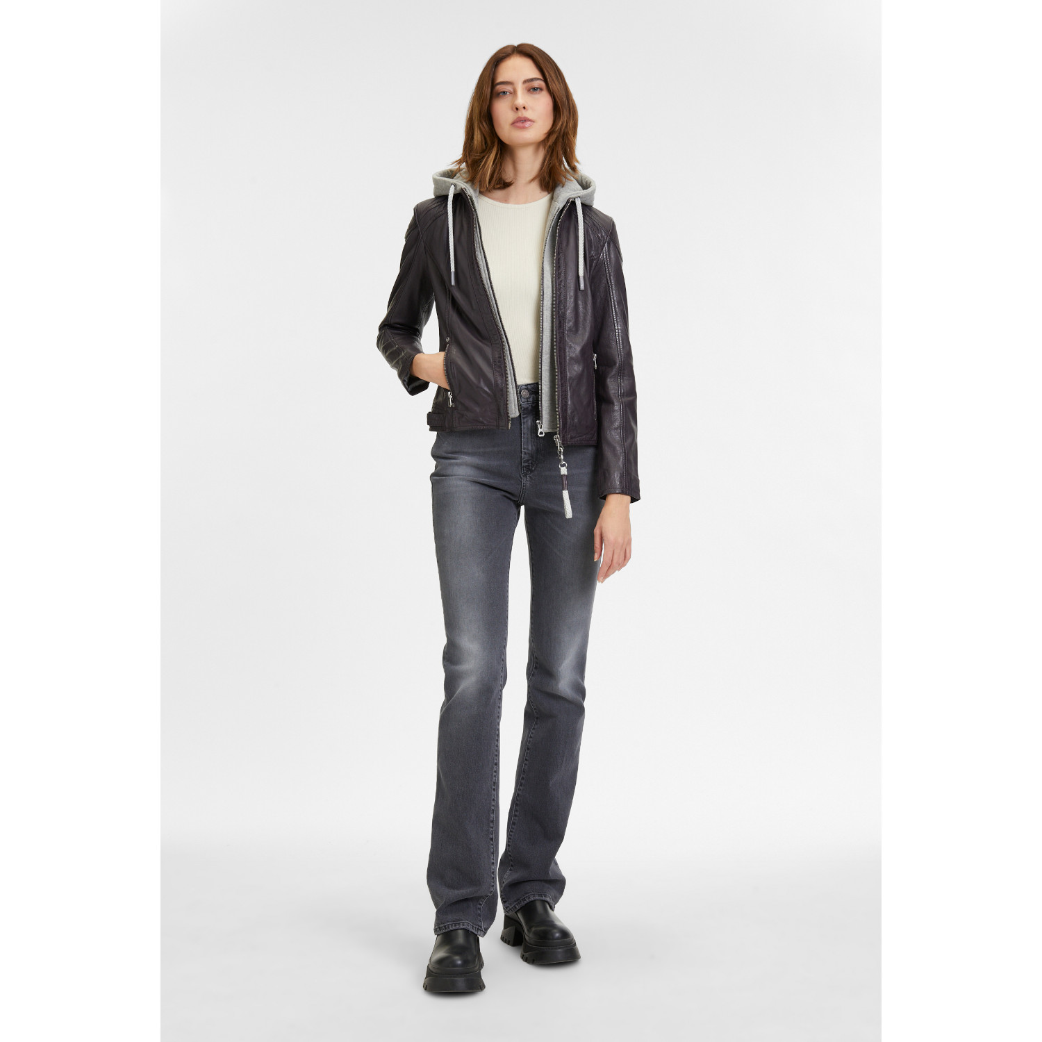 Kurtka skórzana damska Mauritius Ciemnofioletowa GWAlice – BLACK FRIDAY