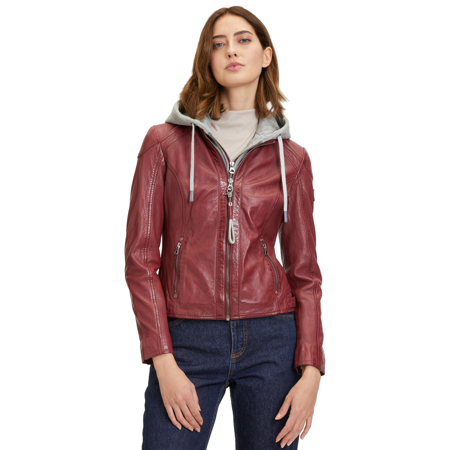 Kurtka skórzana damska Mauritius ciemnoczerwona GWAlice – BLACK FRIDAY