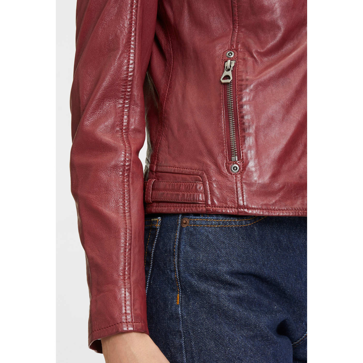 Kurtka skórzana damska Mauritius ciemnoczerwona GWAlice – BLACK FRIDAY