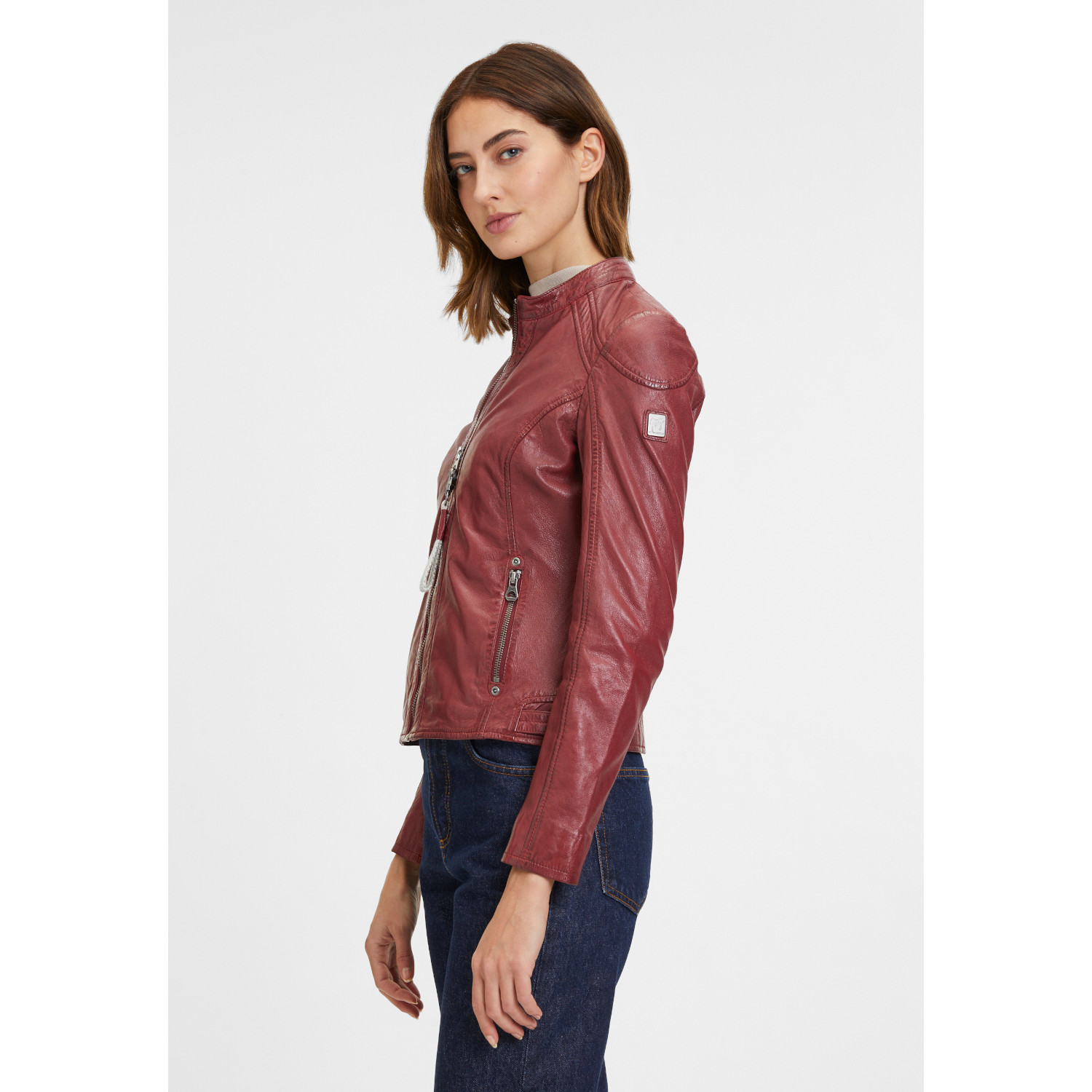 Kurtka skórzana damska Mauritius ciemnoczerwona GWAlice – BLACK FRIDAY