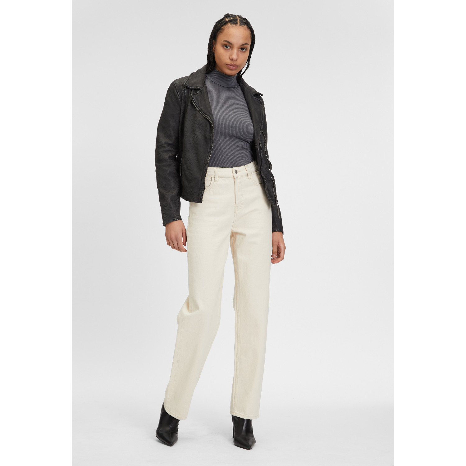 Kurtka skórzana damska Mauritius antracytowa GWAnimala – BLACK FRIDAY