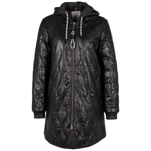 Długa skórzana kurtka damska Mauritius Czarna GWArjeta