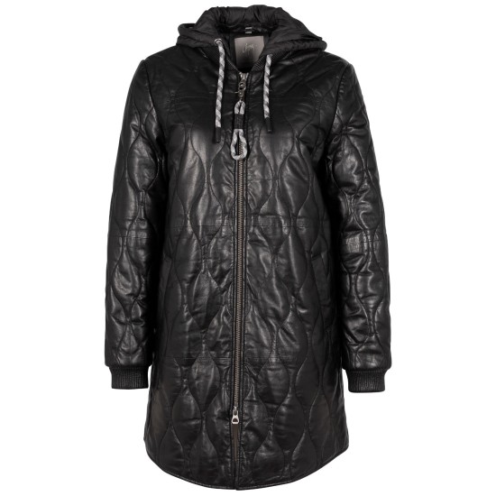 Długa skórzana kurtka damska Mauritius Czarna GWArjeta