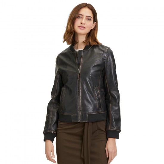 Damska skórzana kurtka Mauritius Czarna Vintage GWBrita