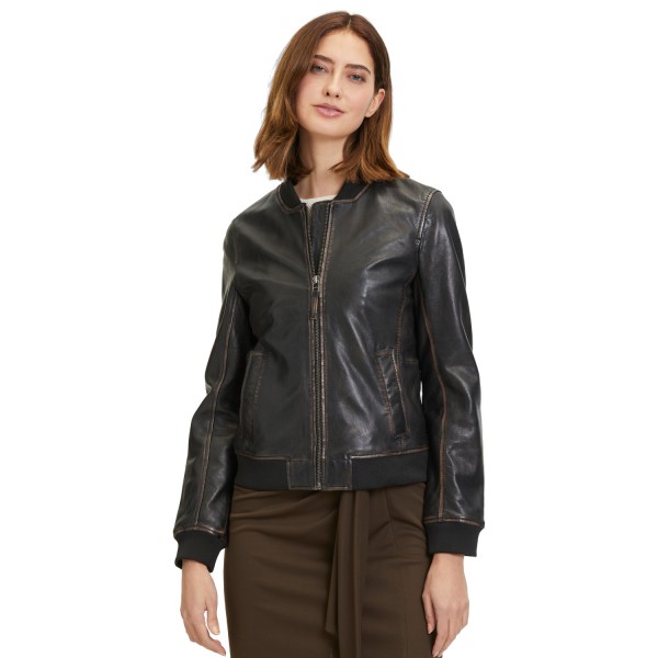 Damska skórzana kurtka Mauritius Czarna Vintage GWBrita