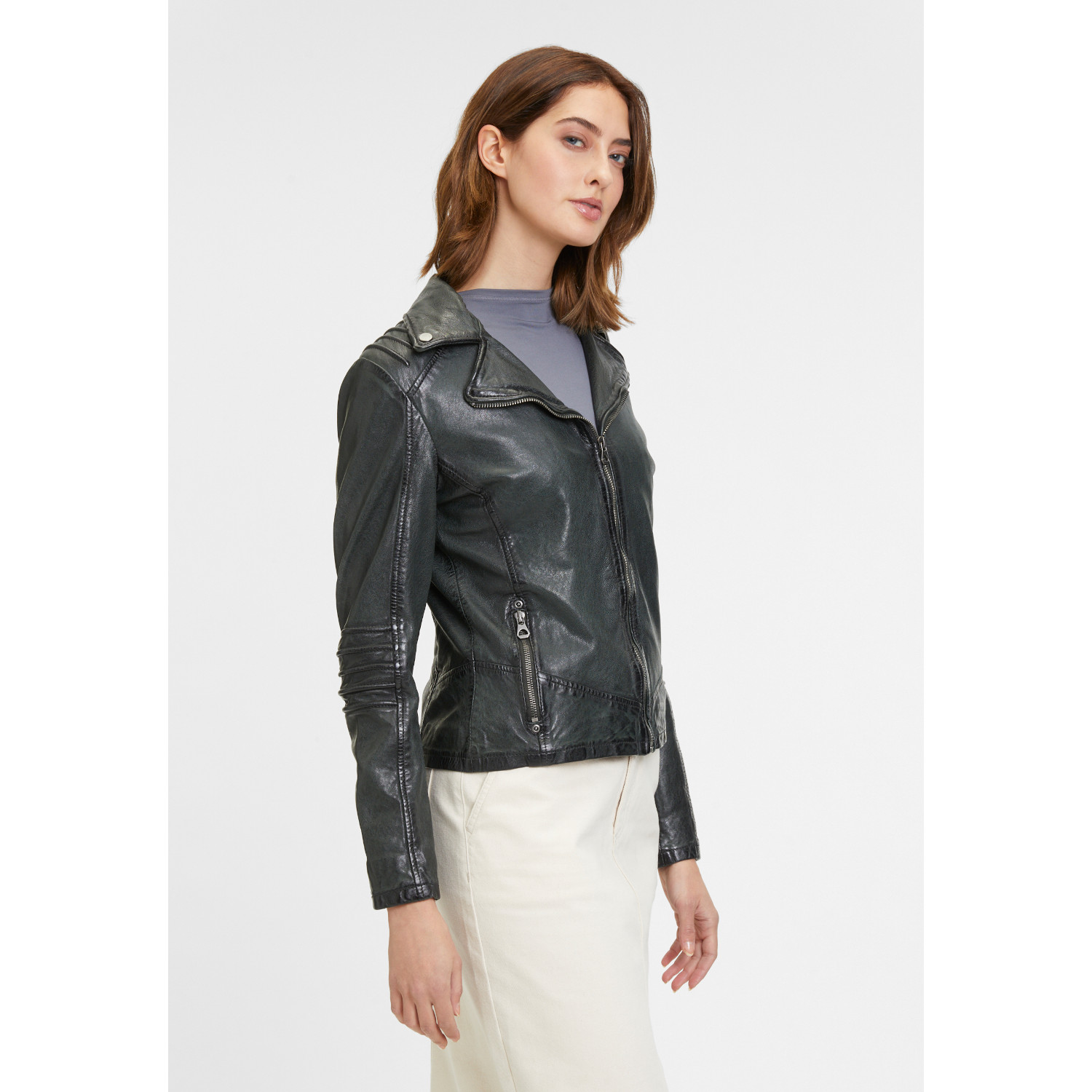 Kurtka skórzana damska Mauritius Ciemnozielona GWFlura – BLACK FRIDAY