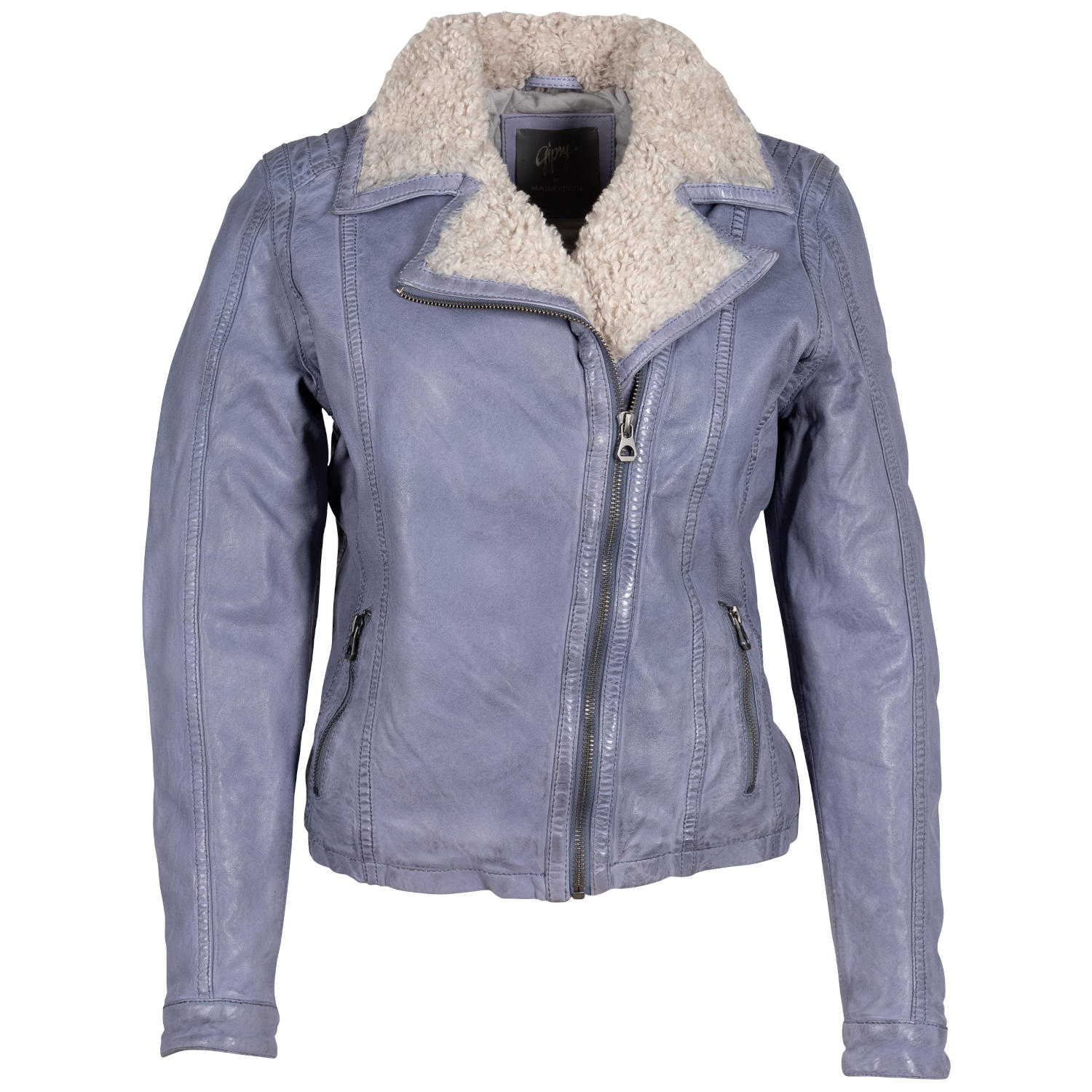 Damska zimowa kurtka skórzana Mauritius jasnoniebieska GWJolanda – BLACK FRIDAY